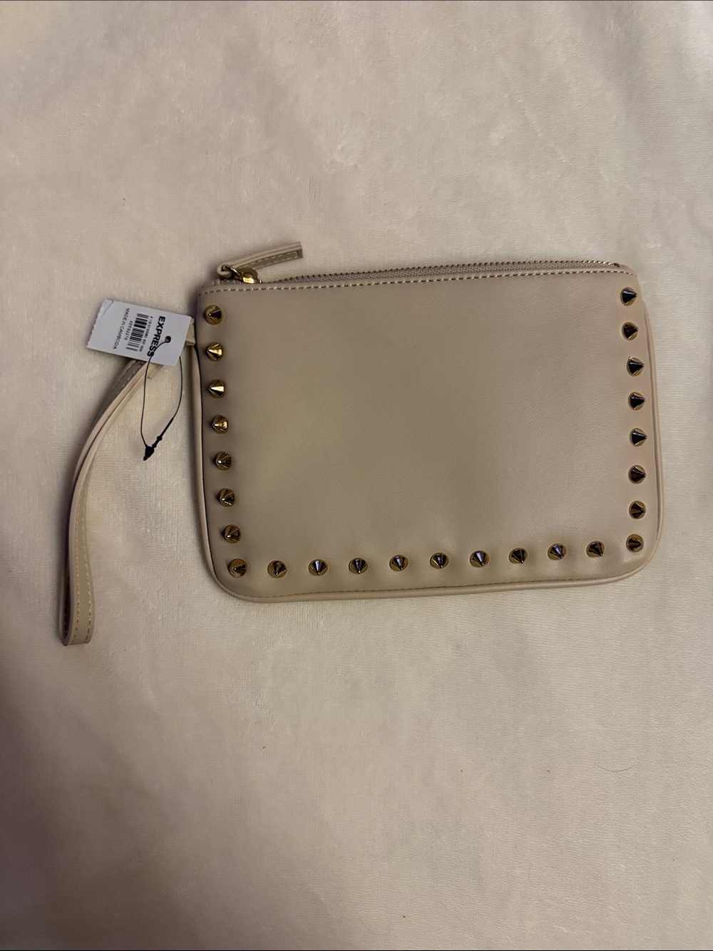 Express Beige Studded Wristlet Clutch
